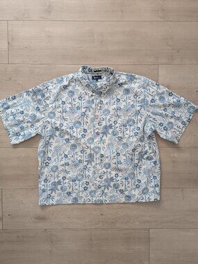 Reyn Spooner Classic Hawaiian Shirt Mens 3XL Blue Floral Short Sleeve Pocket